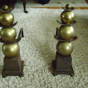 Fireplace brass andirons - Art Deco