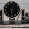 Marble 1920's Art Deco Puppy Clock With Garnitures