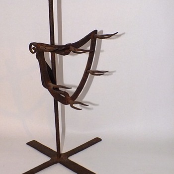 18TH c. WROUGHT IRON HEARTH GAME BIRD ROASTING SPIT - Kitchen