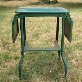 Typewriter Table - Metal with wood casters - Furniture