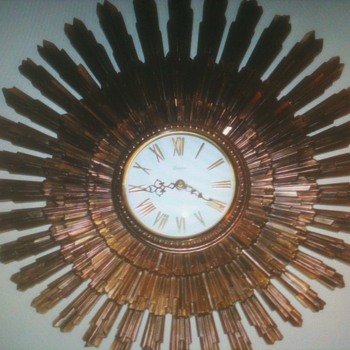 Mid-Century Sunburst Clock by Syroco