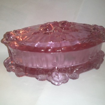 pink rose trinket box - Glassware