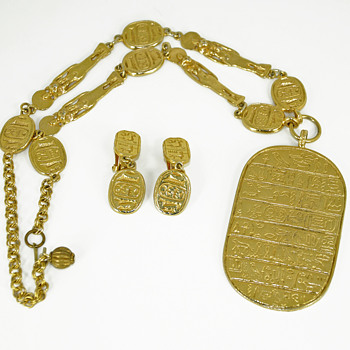 Vintage Statement Necklace Kenneth Jay Lane Egyptian Gold