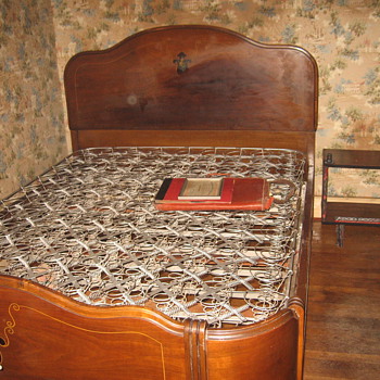 queen bed, highboy and vanity