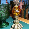 Amber Depression Glass Candlestick