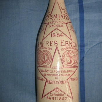 Old earthenware bottle.