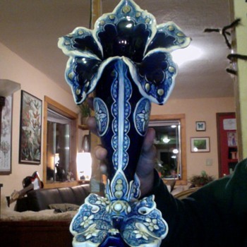 Majolica Blue Flower Vases