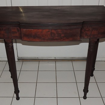 English or American Signed 19th Century Game/Card Table - B. Roland - Furniture
