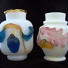 Stevens Williams Milk Glass Vases With Applied Designs