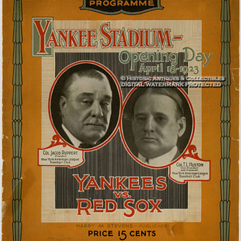Rare 1923 Yankee Stadium Opening Day Program & 2 Tickets to the Game - Baseball