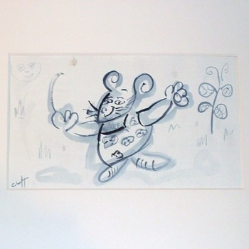 UNUSUAL INK DRAWING AND CHINESE SCREEN PRINT - Asian