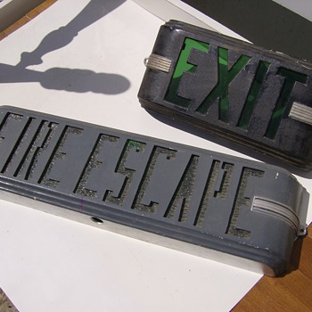 Exit signs - lighted deco style cast aluminum. Need info please - Signs
