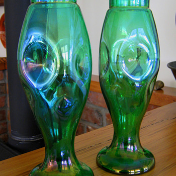 FABULOUS PAIR OF KRALIK VASES  - Art Glass