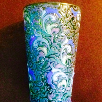 Nouveau Harrach Enamelled Cup - Art Glass