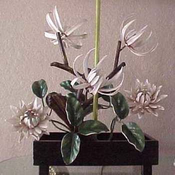 Fabulous post 40's painted iron lamp bonsai form - Lamps
