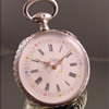 Swiss Fancy Dial Sterling Silver Cylinder Escapement Pocket Watch