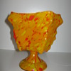 Kralik knuckle vase red and yellow orange spatter decor marked 1930's