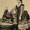 Cabinet card girl with her French fashion Doll Mid 1800's 