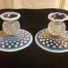 PAIR OF FENTON FRENCH OPALESCENT HOBNAIL CANDLE HOLDERS