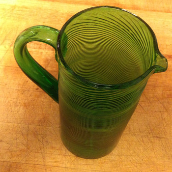Hand blown swirling glass pitcher - Art Glass