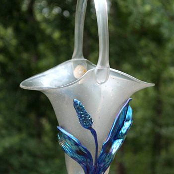 Loetz Cattail Basket - Art Glass