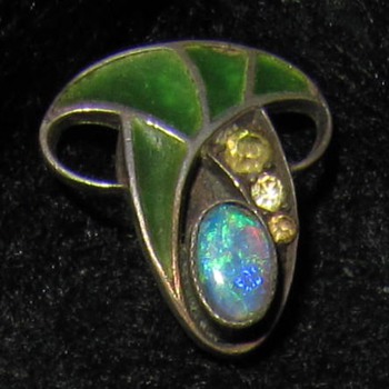 Tiny silver plique-a-jour enamel opal and paste slider. - Fine Jewelry
