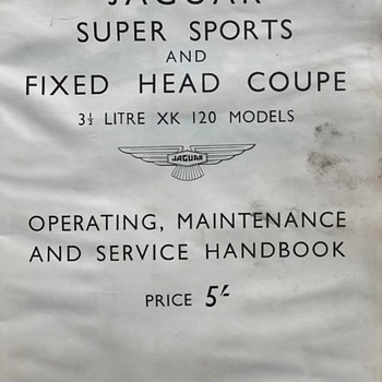 Jaguar 1951-53 Fixed Head Coupe/Super Sports XK-120 Service Handbook - Classic Cars