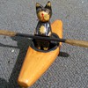VINTAGE HAND MADE SOUVENIR CAT IN A KAYAK