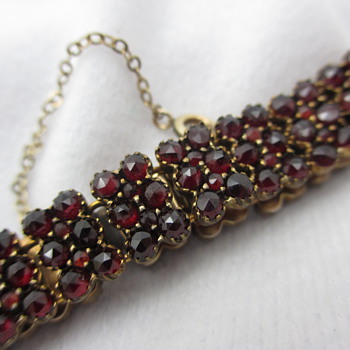 Antique Gold Filled Bohemian Garnet Link Bracelet - Fine Jewelry