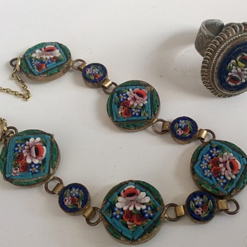 Micro mosaic bracelet and matching ring - Fine Jewelry