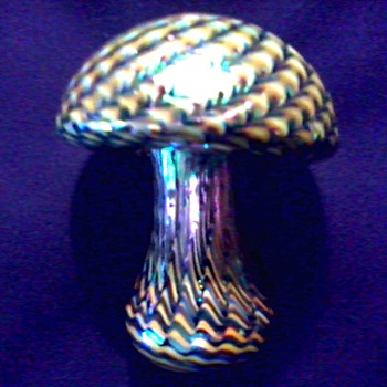 Exquisite "Stuart Abelman" Iridescent Swirl Mushroom Paperweight/ Signed "Abelman" RM 285 Circa 1997 - Art Glass