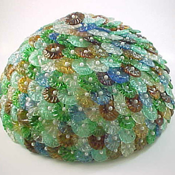 12" Antique Bohemian Czech Floral Rosette Art Deco Glass Lamp Shade - Lamps