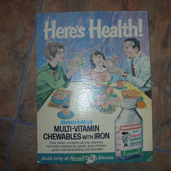 60s rexall drug store cardboard poster