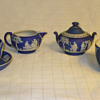 Wedgwood Blue Jasperware. Cup, Saucer, Bowl, Sugar and Creamer