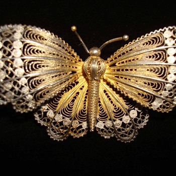 Early 19th Century Filigreed Gilt Silver Butterfly