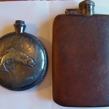  Vintage Flask, silver plate,  English and?