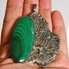 Vintage Handmade Malachite Sterling Silver Pendant Cuff Bracelet "O'rhern"???
