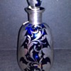 1950's BISCHOFF CORDIALS VENETIAN GLASS DECANTER WITH STERLING SILVER INLAYS
