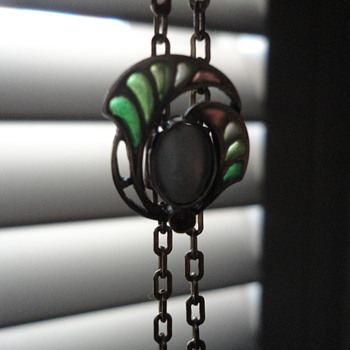 Jugendstil plique-a-jour enamel slide necklace, Germany c. 1900 - Fine Jewelry