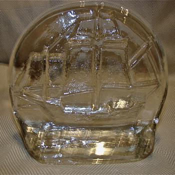 Art Glass Paperweight Ship - Art Glass