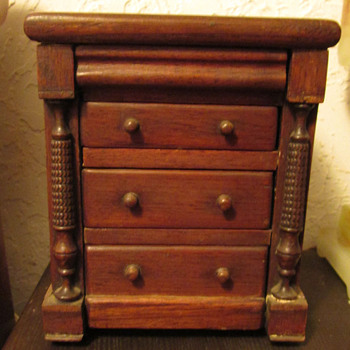 Salesman sample solid mahogany chest