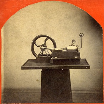 Early Stereoview of Pease Steam Engine Model - Photographs