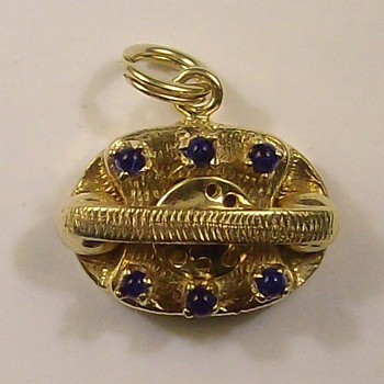 14k Old Style Jeweled Phone Pendant/Charm - Fine Jewelry