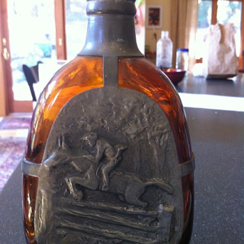 Bitter Back Bar Bottle with Horse and Jockey in gun metal