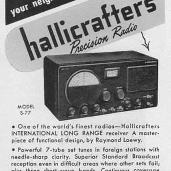 1951 - Hallicrafters Model S-77 Radio Advertisement