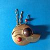 Modernist Abstract brass brooch with dangles