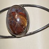 Unknown Gemstone Cuff Bracelet Sterling Marked Native American?