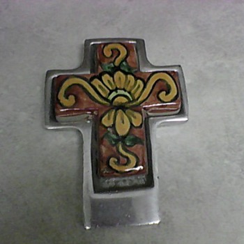 A FRAMED CROSS - Art Pottery