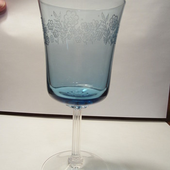 Blue Etched stemware early 1970's