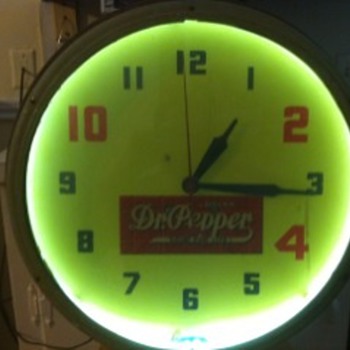 Vintage Neon Dr Pepper Advertising Clock